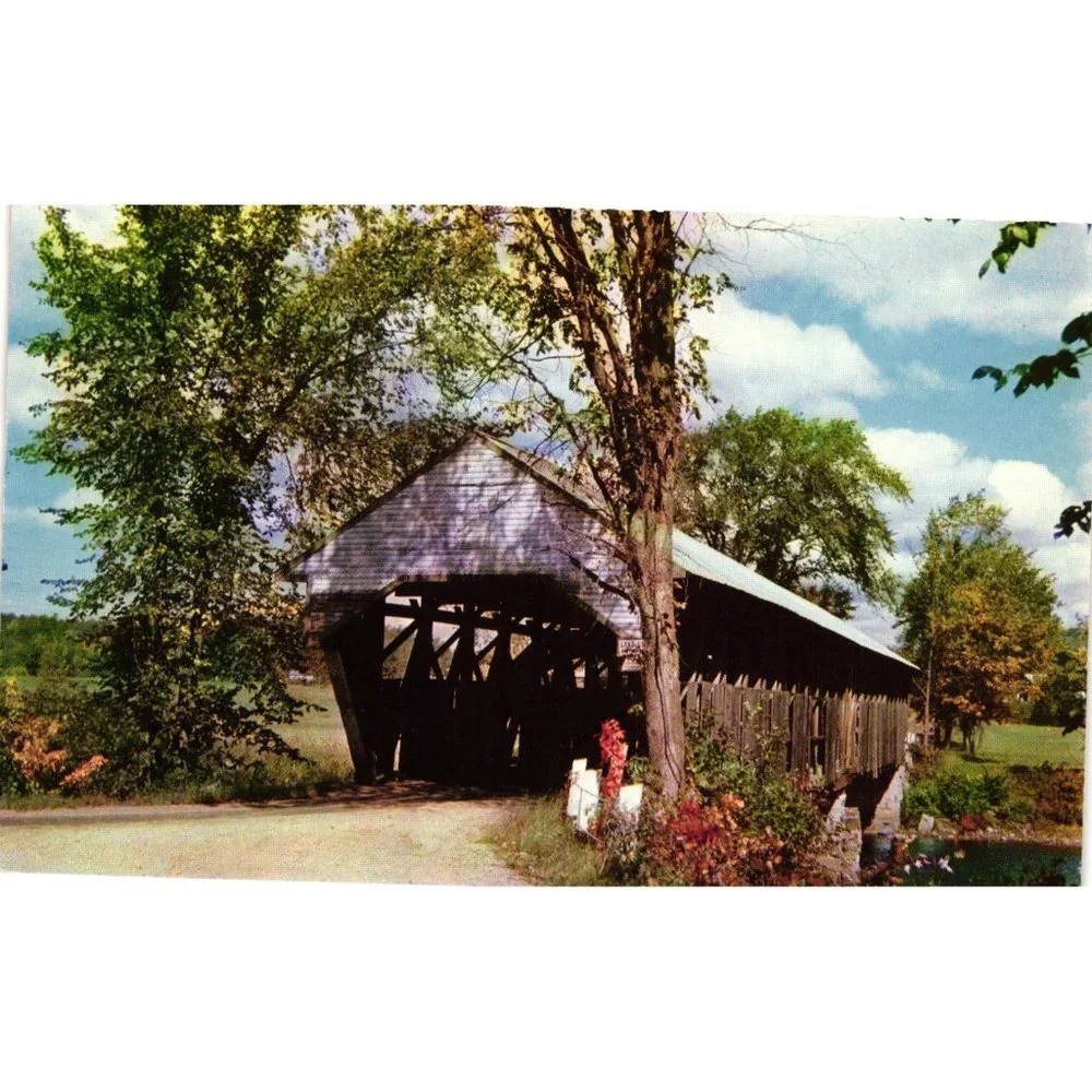 Covered Bridge Parsonfield Porter Maine Postcard Travel Souvenir Unposted
